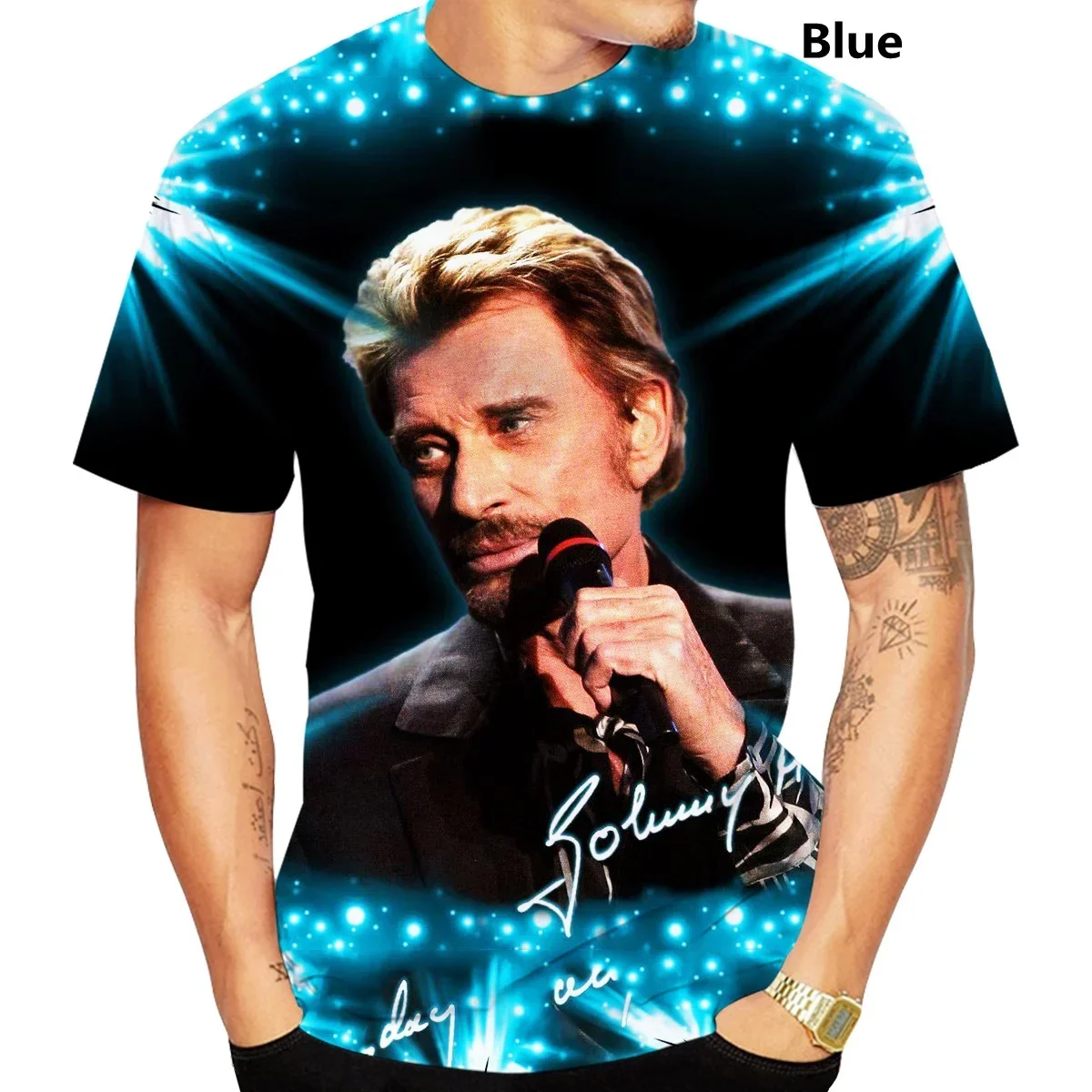 Hot Summer New Fashion Rock Star Johnny Hallyday 3d Printing T Shirt Men Women Street Style T-shirt