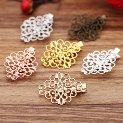 10pcs Vintage Flower Motif Hair Jewelry Charm Women Antique Bronze Hairclip Hairs Clips Barrettes Retro Headwear Wholesale