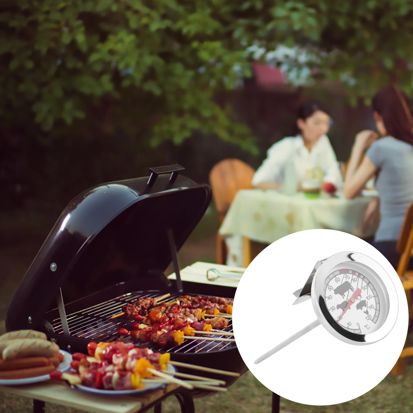 

1pc Bbq Metal Kitchen Thermometer High Temperature Resistant Explosion Proof Cooking Thermometer For Grilling Roasting