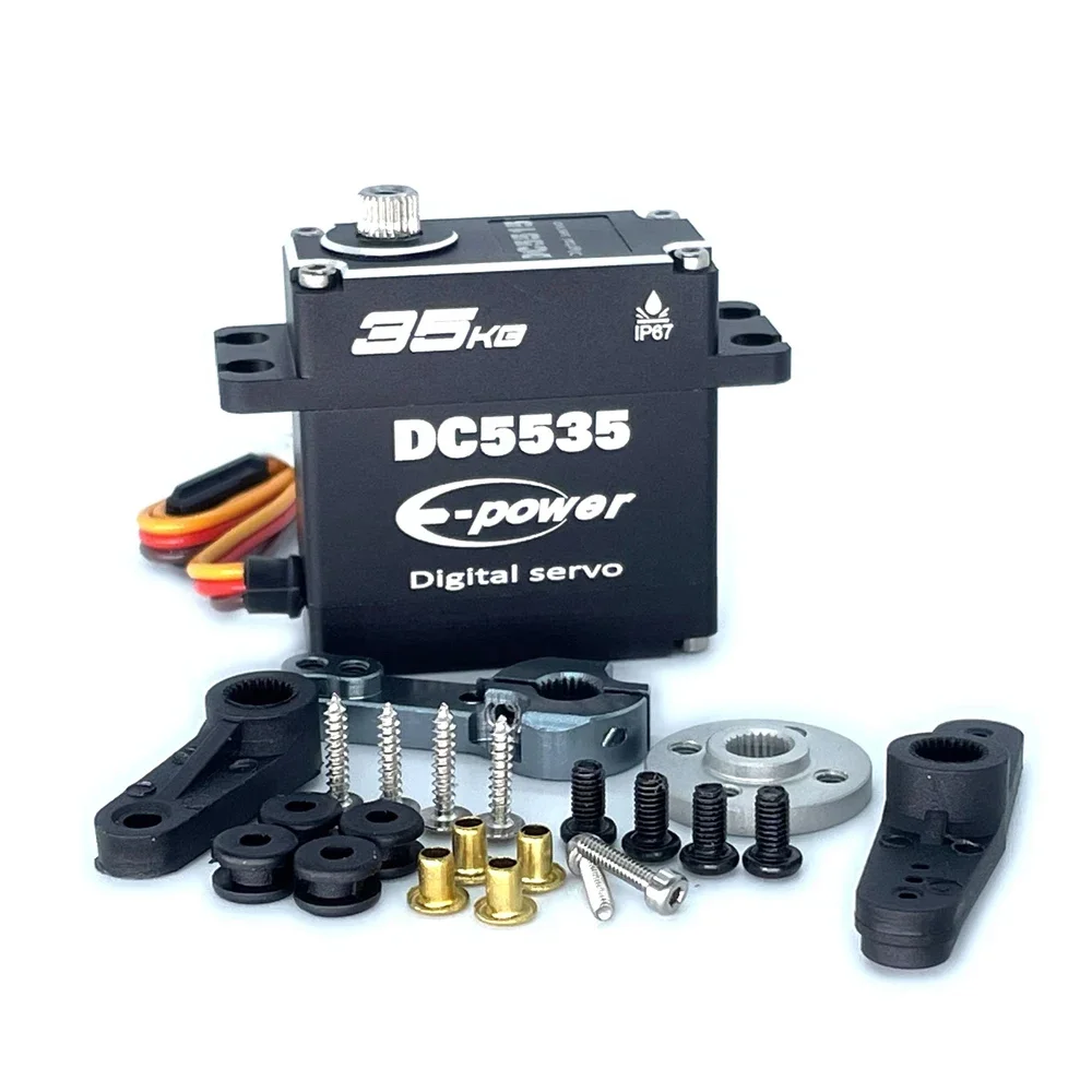 DC5515 15KG/DC5525 25KG/DC5535 35KG180°/270°360°Full Aluminum Case Stainless Steel Gear High Torque for 1/6 1/8 1/10 1/12 RC Car