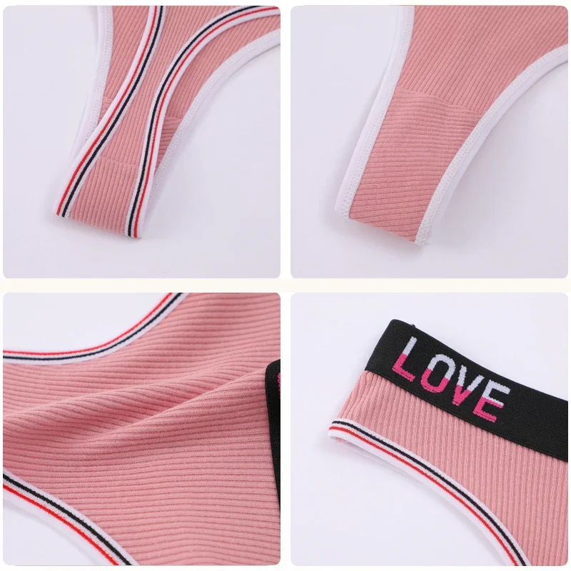 6 шт. женские хлопковые трусики, сексуальные стринги в полоску с низкой талией, мягкие удобные стринги