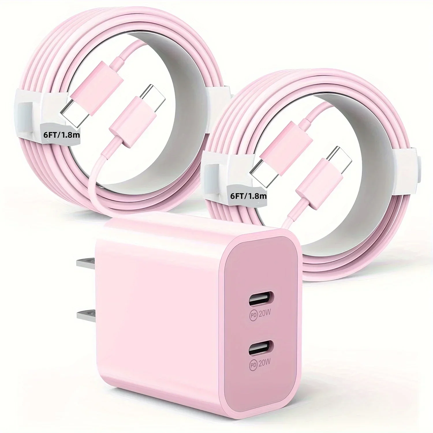 2-Pack For IPhone 15 Charger, 40W Dual Port Block With 2Pack 6FT USB C To C Fast Charger Cable For IPhone 15/15 Pro/iPad Pro