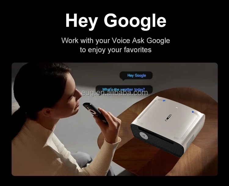 OEM 1550ANSI Google معتمد Android TV LCD النهار التركيز التلقائي 20%-100% Zoom Projector 4K المسرح المنزلي NFC متعاطي المخدرات