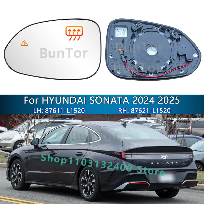 

С BSD для Hyundai Sonata 2024 2025, стекло бокового зеркала/87611/21-L1520/опуклое зеркало заднего вида с подогревом/детали зеркала на крыле автомобиля