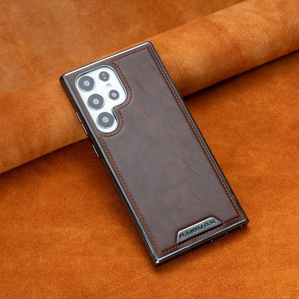 Electroplate Magnetic PC+TPU Phone Case for Samsung Galaxy  S25 S24 S23 Plus + S25 S24 S23 Ultra Shockproof Leather Cover