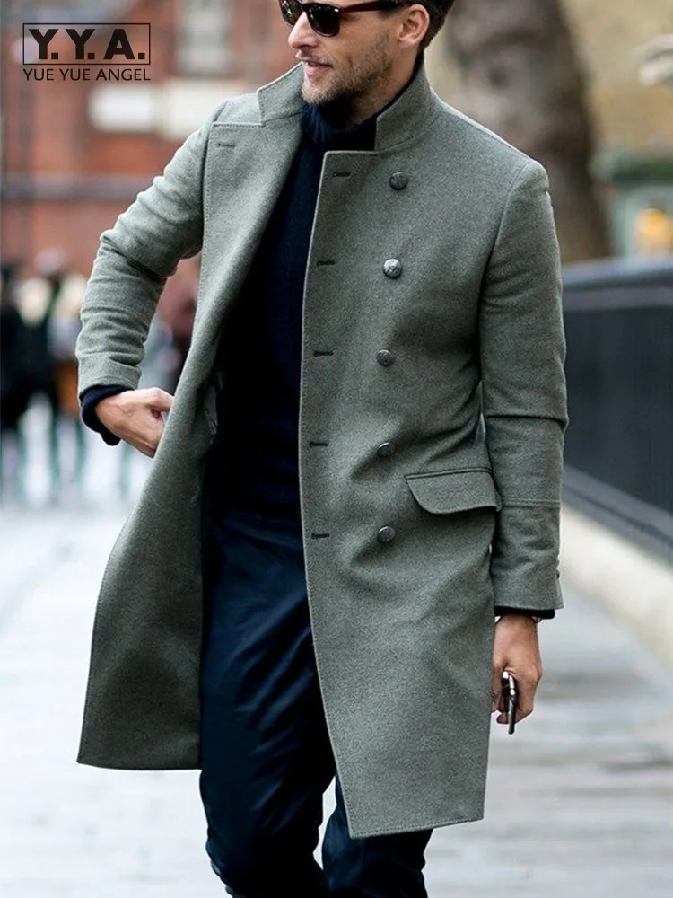 

Новые зимние мужские модные шерстяные куртки с отложным воротником для мужчин, тонкие теплые длинные пальто, мужские ветровки, мужские дизайнерские двубортные куртки