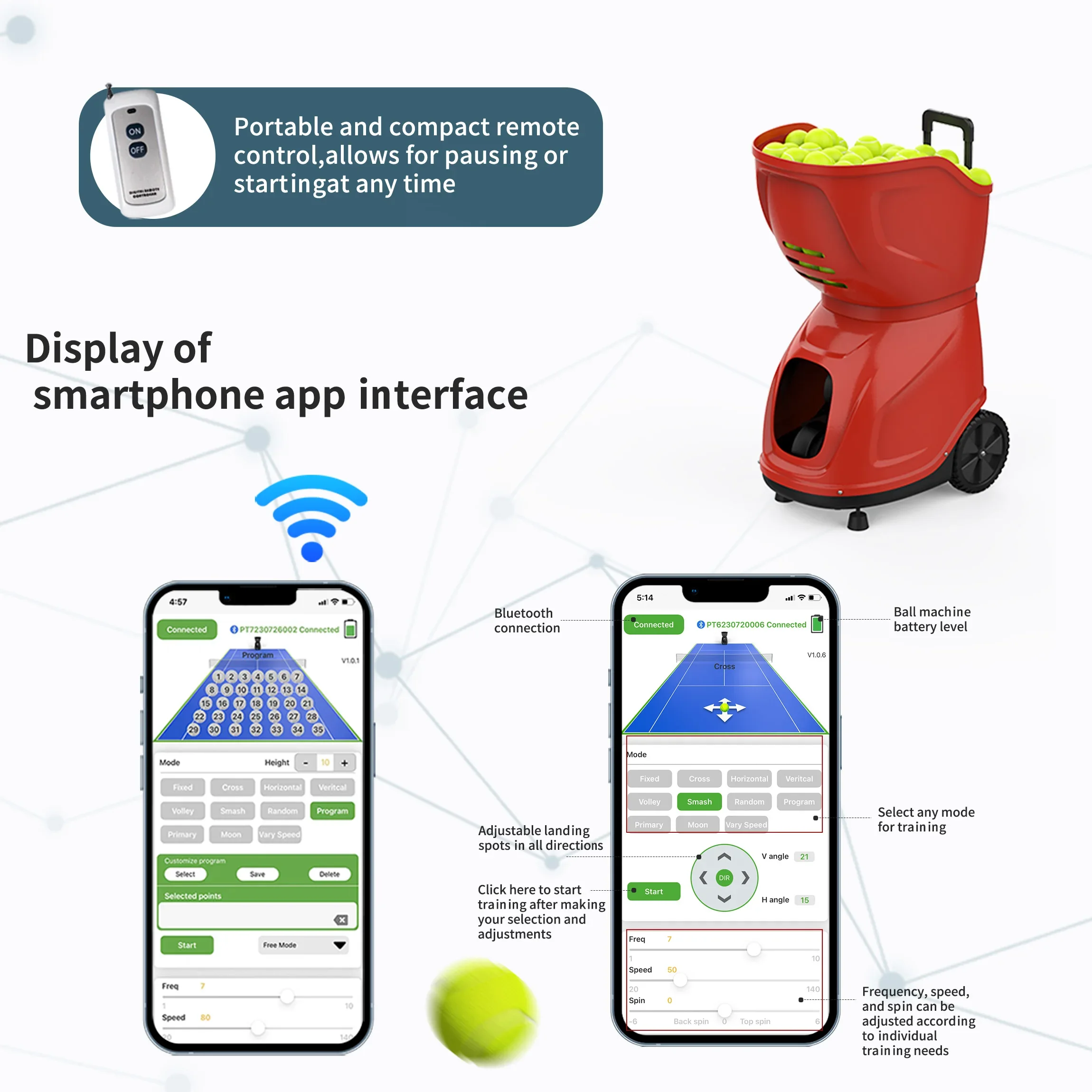 Hurtownia producenta inteligentnej maszyny do podawania piłek do pickleballa PT-9001, maszyna do rzucania piłek do pickleballa z pedałem do treningu, sterowana pilotem.