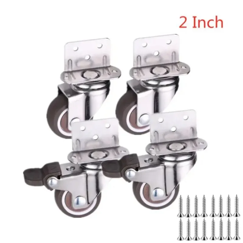 4 Pcs/Set  2 Inch Caster L-Shaped 90 Degree Right Angle Flower Rack Self Quiet Furniture Wheel Load 80KG