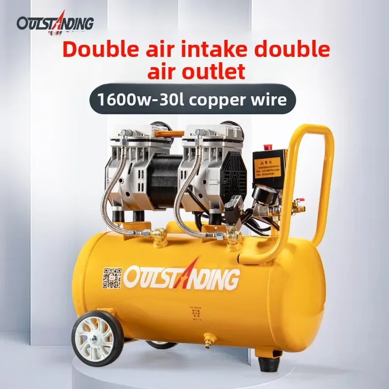 220V Mini Silent Oil-Free Air Compressor Pump Woodworking Paint Air Pump Small Air Compressor