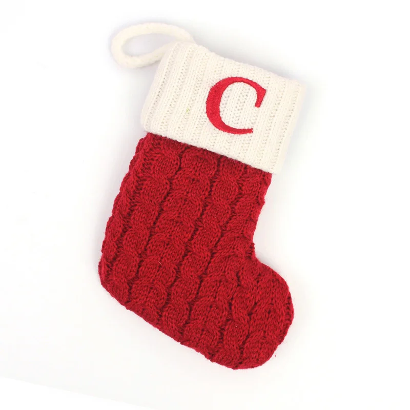 navidad Christmas Boots Letters Christmas Stocking New Knitting Christmas Tree Pendant Decorations SnowflakeChristmas Socks