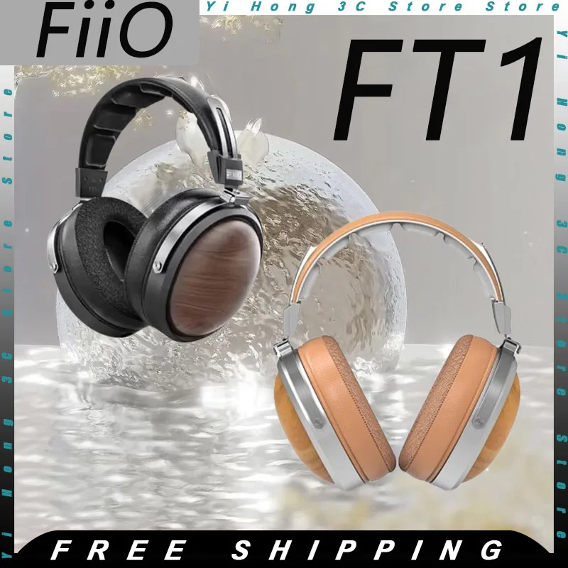 FiiO FT1 HIFI Headphones Wired Earphones 60mm Dynamic Closed-Back Headsets American Walnut/Beech Wood Ear Cups for Studio