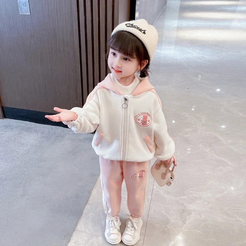 

Children Clothing Sets for Baby Girls Hooded Coats Pants 2 Pcs Autumn Winter Kids Clothes Outfits Cartoon Bear Infant Tracksuits