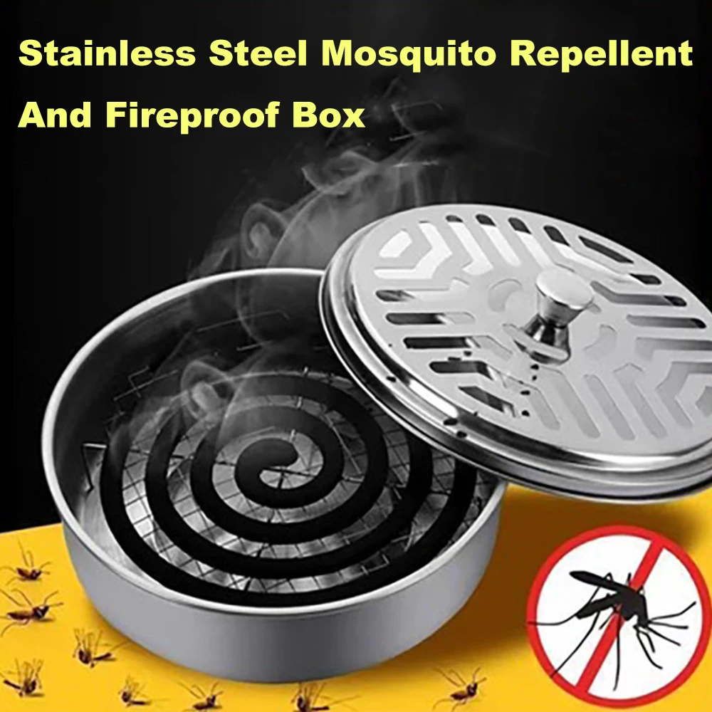 

Stainless Steel Mosquito Repellent And Fireproof Box Mosquito coil box Stainless steel safety box Censer rack Ash tray