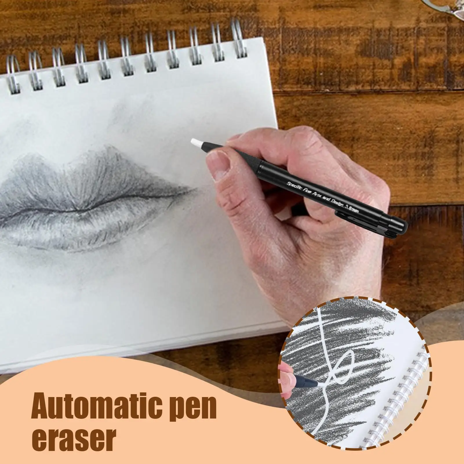 Retractable Eraser Pen Mechanical Rubber Refillable Pen Sketc h Press Retractable Highlight Pencil Correction Rubber Art Tool