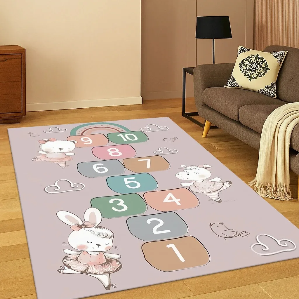 Mädchenspiele, Teppich, Wohnzimmer, niedliche Cartoon-Muster, Teppich, Schlafzimmer, Bodenmatte, leicht zu reinigen, rutschfeste Bodenmatte, Geschenk