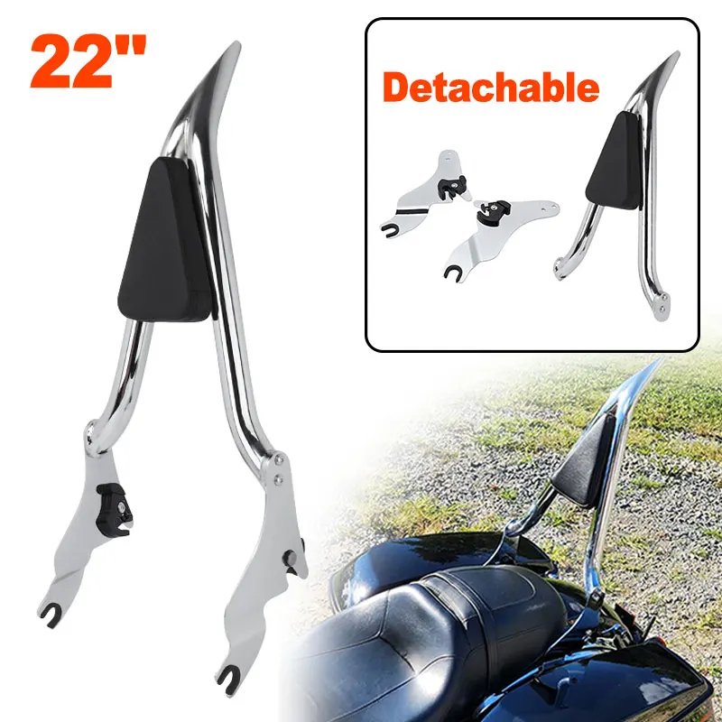 

For Harley Touring Road King Road Street Glide 2009-2022 Motorcycle Chrome Detachable Rear Passenger Backrest Sissy Bar