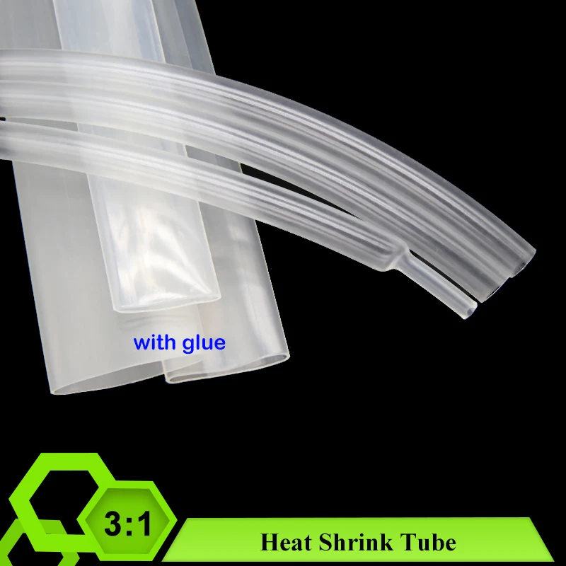 

1~20M 3:1 Clear Heat Shrink Tube Glue 1.6/2.4/3.2/4.8/6.4/7.9~39mm Heat Shrinkable Sheath Insulated Cable Protective Cover Case