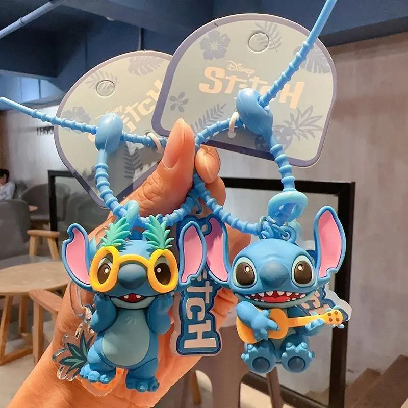 Disney Stitch animacja kreskówka na urządzenia peryferyjne zabawna torba szkolna z muzyką ananasową wisiorek pasek na rękę klamra para silikonowy brelok