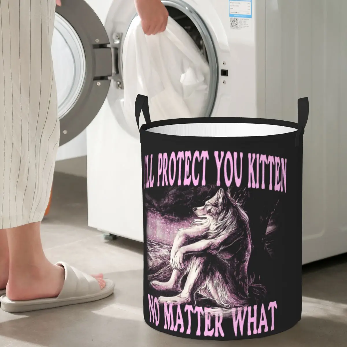 

Wolf Ripping Alpha Wolf Werewolf Foldable Laundry Baskets Dirty Clothes Toys Storage Basket Home Organizer Hamper