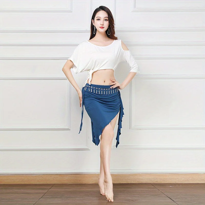 Conjunto de roupa para prática de dança do ventre – Saia de fantasia de treinamento de dança oriental