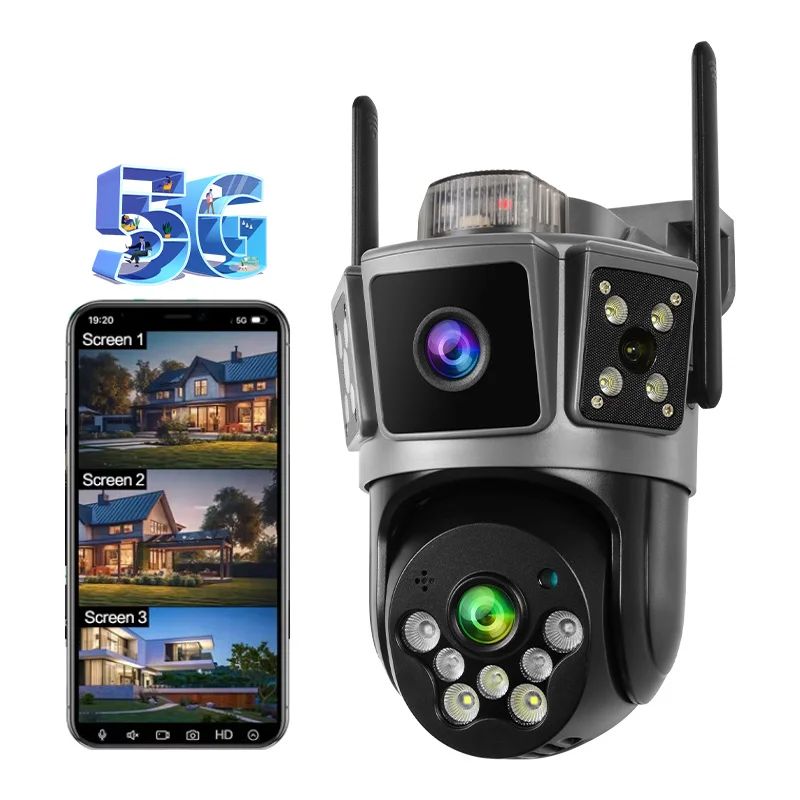 

Rscamtom 6K Dual Lens AI Wifi Camera Three Screen Motion Detection Night Vision Full Color Voice 5g Wifi Camera