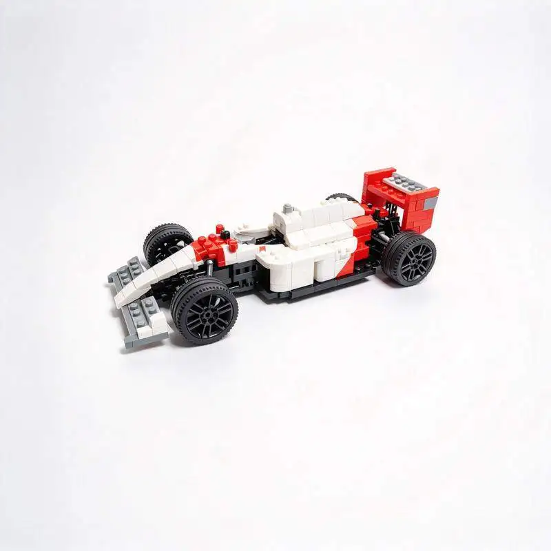 1427PCS MOC Vintage Open Wheel Turbo Racing Car Model Building Blocks DIY Assembly Toy Creative Educational Display Stand Gift