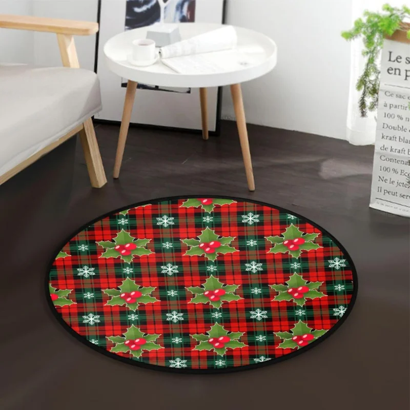 

2025 New Year Christmas circular carpet 75X75cm bedroom living room floor mat