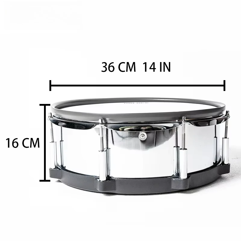 14 inch double trigger stainless steel handmade snare drum double layer polyester mesh head