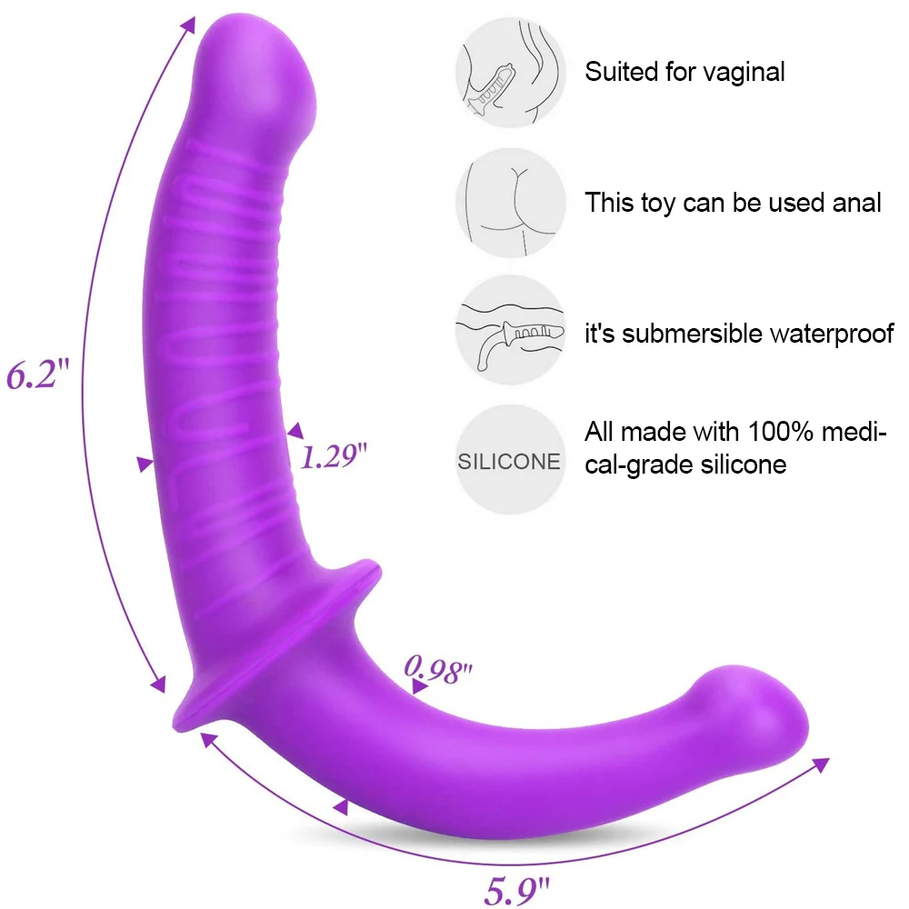 Strapless Strap-on Realistic Silicone Dildo for Anal Vagina Stimulation Double Side Adult Sex Toy for Male Female Lesbian Couple