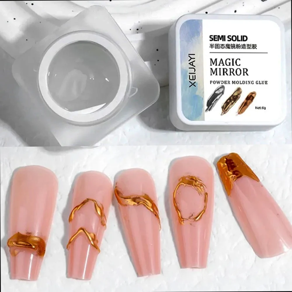 #2024 Magic Mirror Powder Sculpting Glue Semi-solid Magic Modeling Carve Gel Net.5g Clear UV Mirror Powder Adhesive Manicure Gel