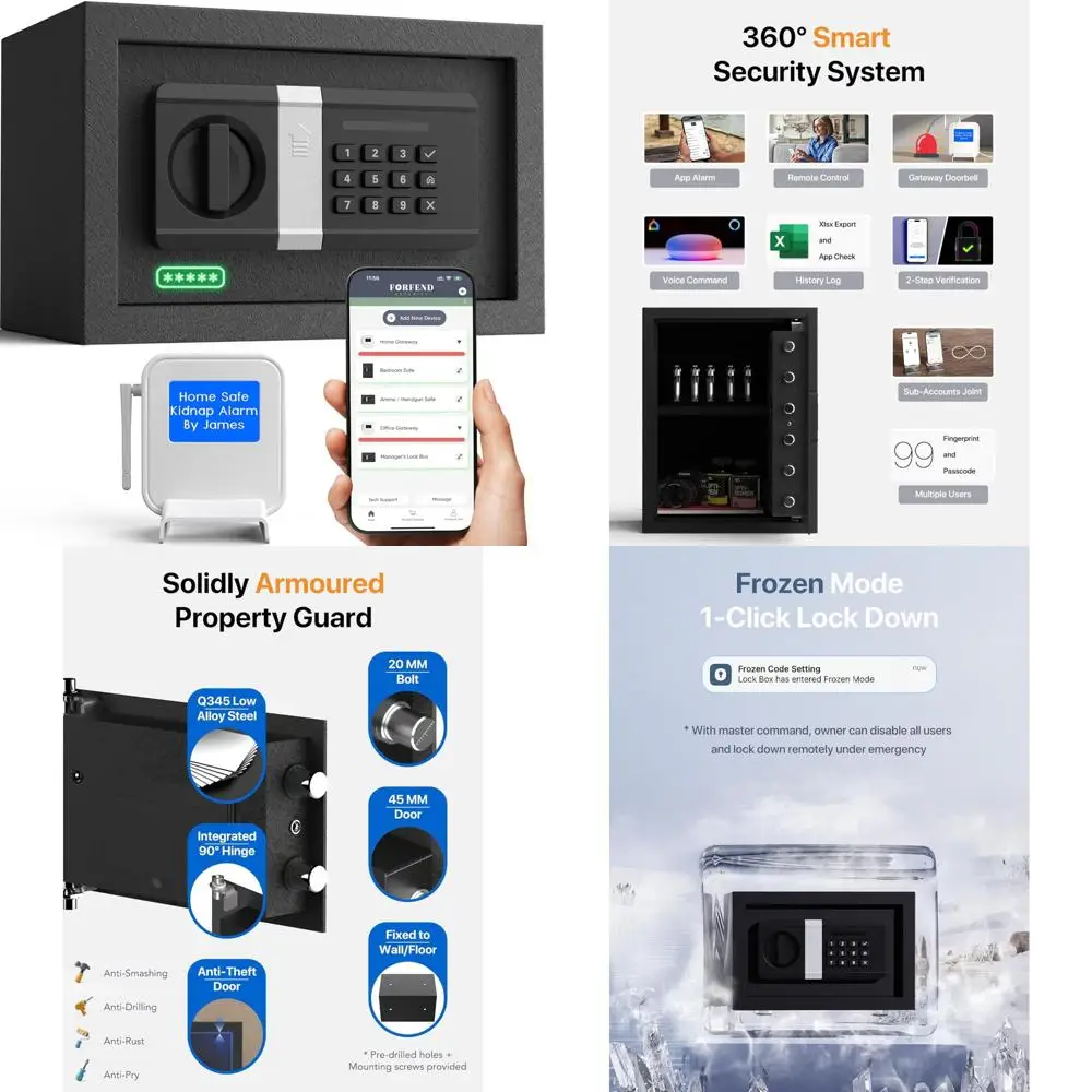 آمن للمنزل الذكي WiFi مع قفل التطبيق، والإنذار، وأوامر الصوت، ومنبه الكفى، وكشف العبث، ووضع المجمدة، وإدارة الحساب الفرعي #1