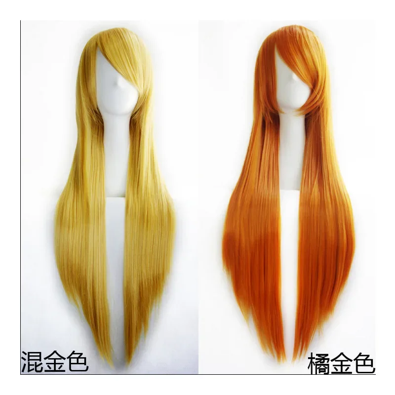 SuQ 80cm Long Synthetic Hair White Purple Cosplay Wigs Party Black Hair Straight Wig Hairpiece for Women