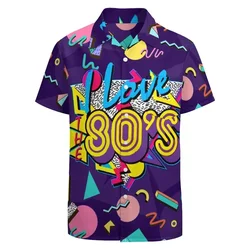 Zomer Ik Hou Van 80 Vintage 3d Print Shirts Mannen Mode Harajuku Shirt Casual Streetwear Korte Mouw Shirt Blouse Man Kleding