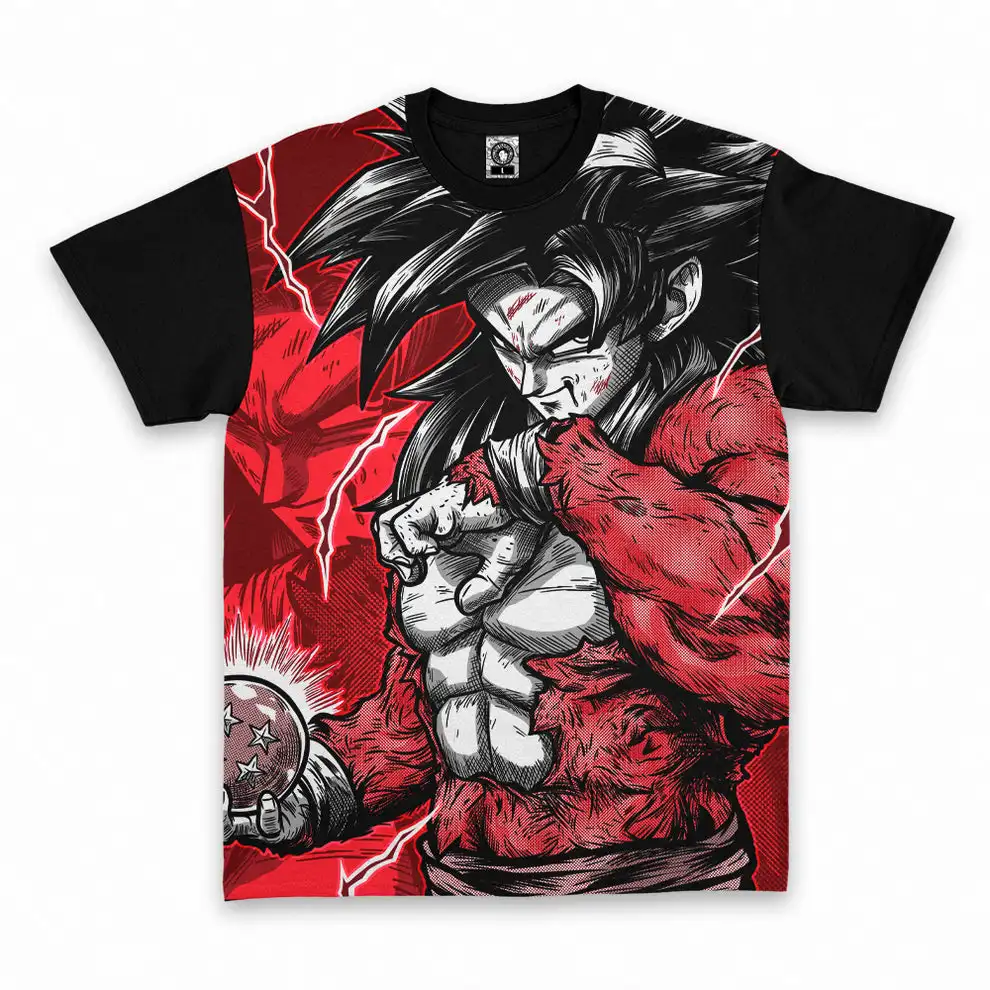 Dragon Ball Super Four Sun Wukong Men and Women Short Sleeves Full Print Anime Comics Street Hip Hop Loose Cosplay Top