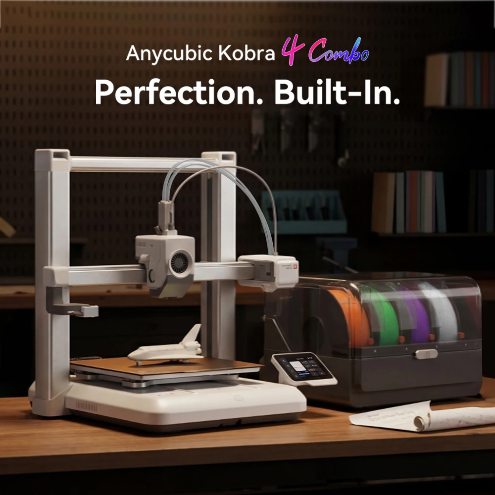ANYCUBIC Kobra 4/Kobra 4 Combo 600 mm/s schneller 3D-Drucker mit bis zu 8 Farben Filament, APP-Steuerung