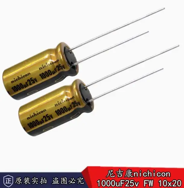 30pcs/lot Japanese original Nichicon FW 1000uF 25v audio electrolytic capacitor 10 * 20mm free shipping