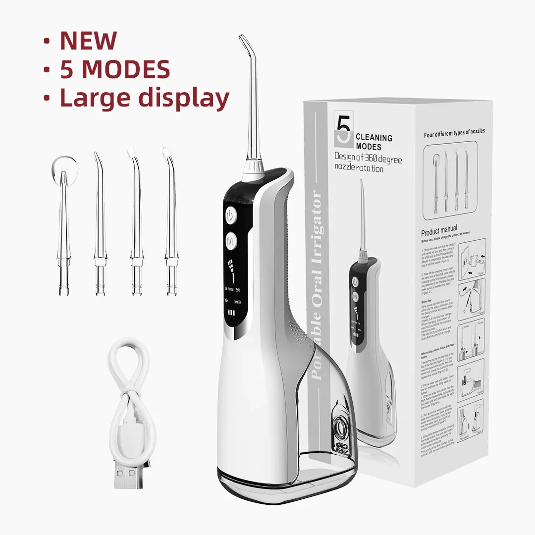 2025 Oral Irrigator Water Dental Flosser Cordless 5 Modes,330ML Water Tank Removing Dental Calculus,1800 Pulses/min,2200mAh,L12