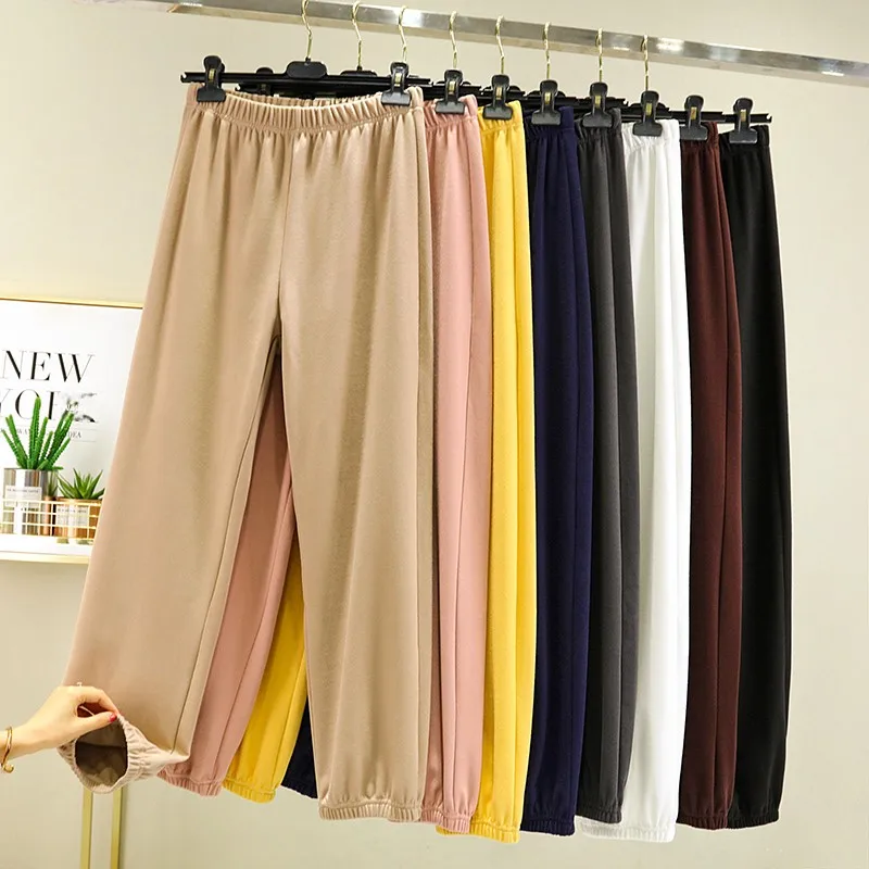Women's Double-sided Fleece Thick Warm Pants Casual Harlan Trousers Autumn Winter plus Size Sleepwear Outerwear Cotton