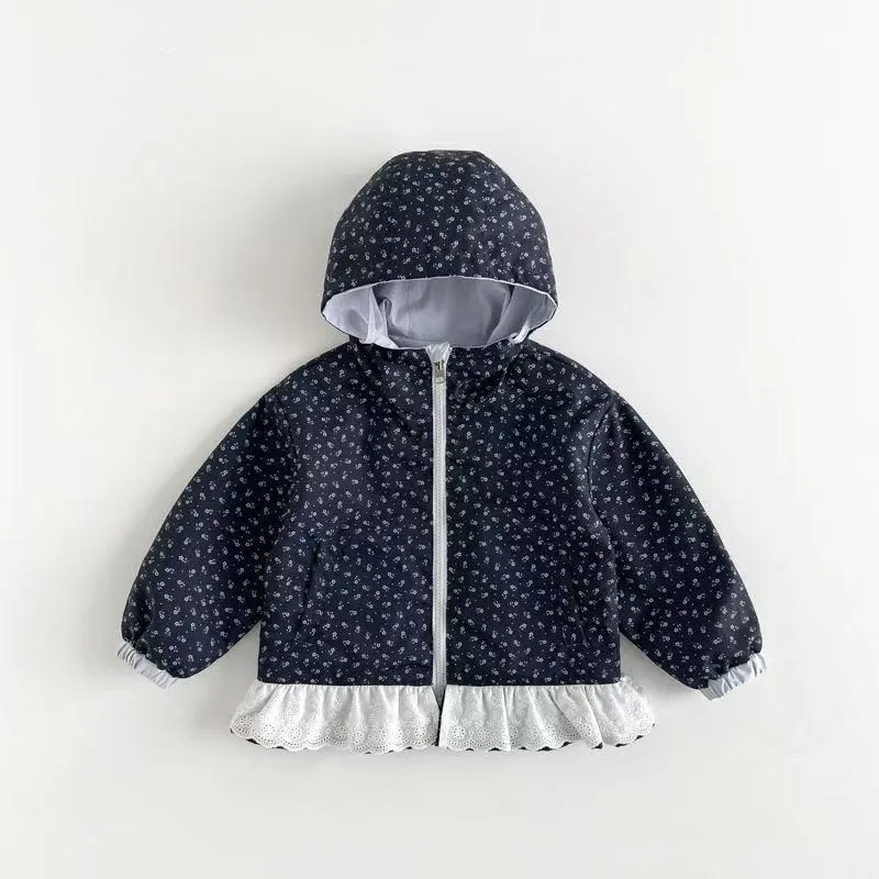 

Kids Girl Baby Coat Spring and Autumn 2025 New Fashionable Children's Fashion Hooded Casual Jacket Double sided Wear 90-160cm