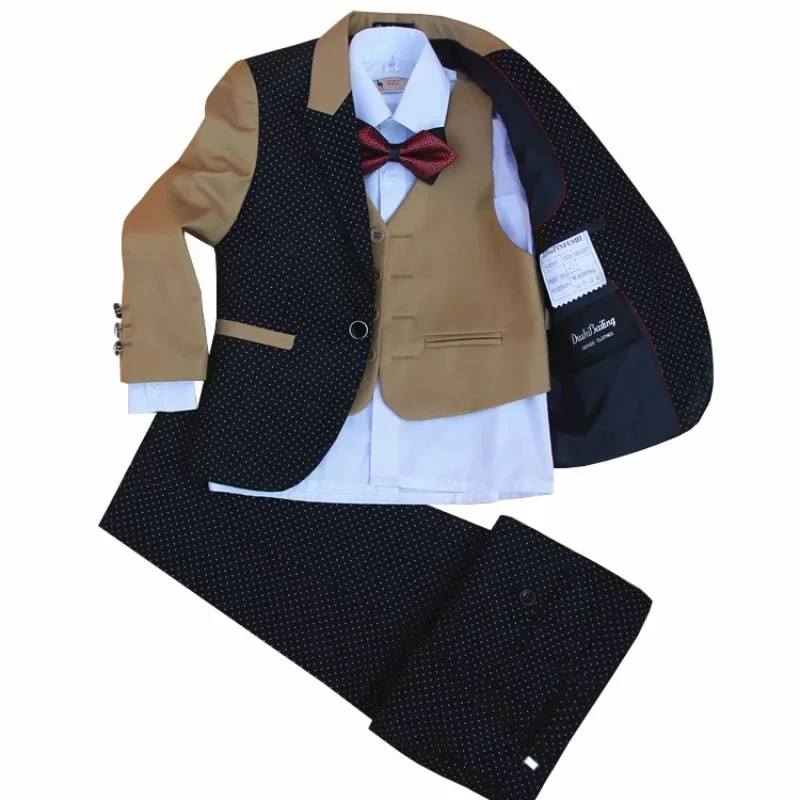 The Little Boy New Children Suit set  Flower Boys Dress 4 pieces jacket+vest+pants+bow tie size 2-12 Years  no shirts