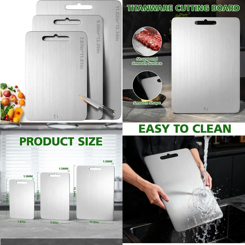 

Двусторонняя титановая кухонная разделочная доска — чистая, гигиеническая, прочная, можно мыть в посудомоечной машине, разделочная доска из пищевого металла