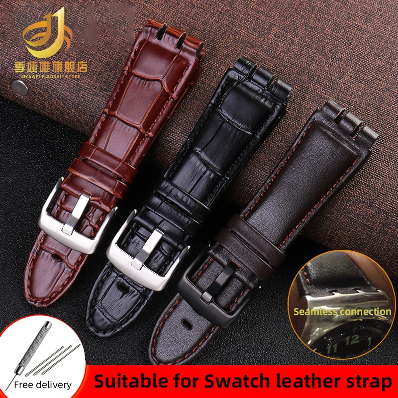 

For Swatch strap 23mm men's Watch band leather Strap bracelet YOS440 449 401G 447 448 waterproof Large soft silicone watch chain