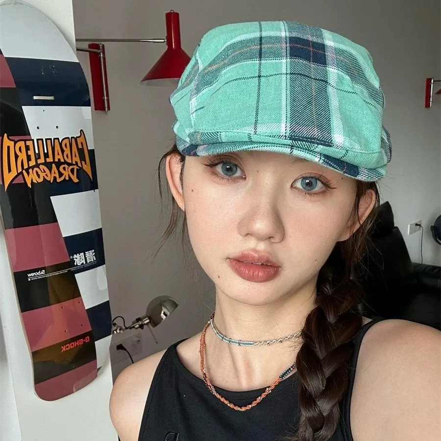 New Classic Plaid Beret Women Retro Art Leisure Hat for Men Spring Summer Breathable Baseball Cap Casual Suncap Outside Female