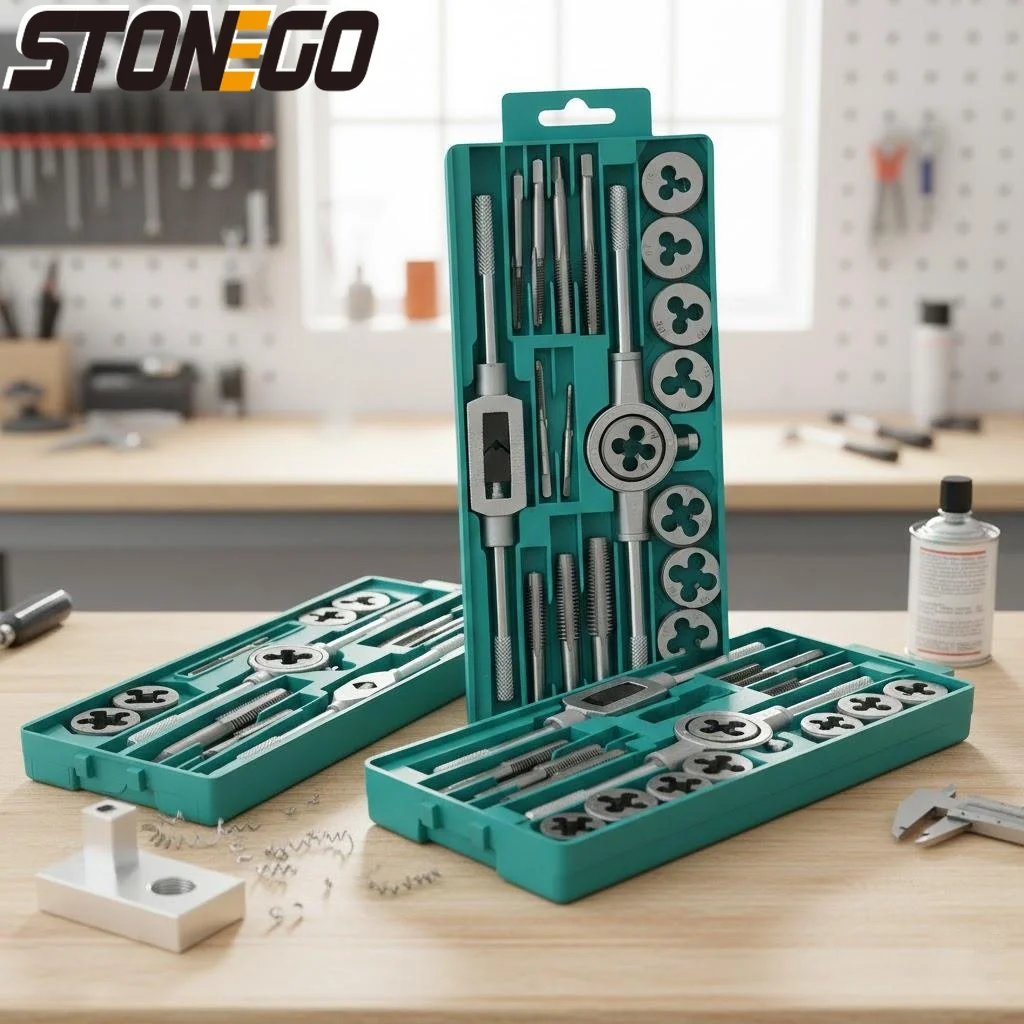 

Набор метрических плашек и метчиков (20 шт.) M3-M12, комплект для ремонта резьбы, с кейсом для хранения, гаечным ключом, отверткой и держателем для плашек