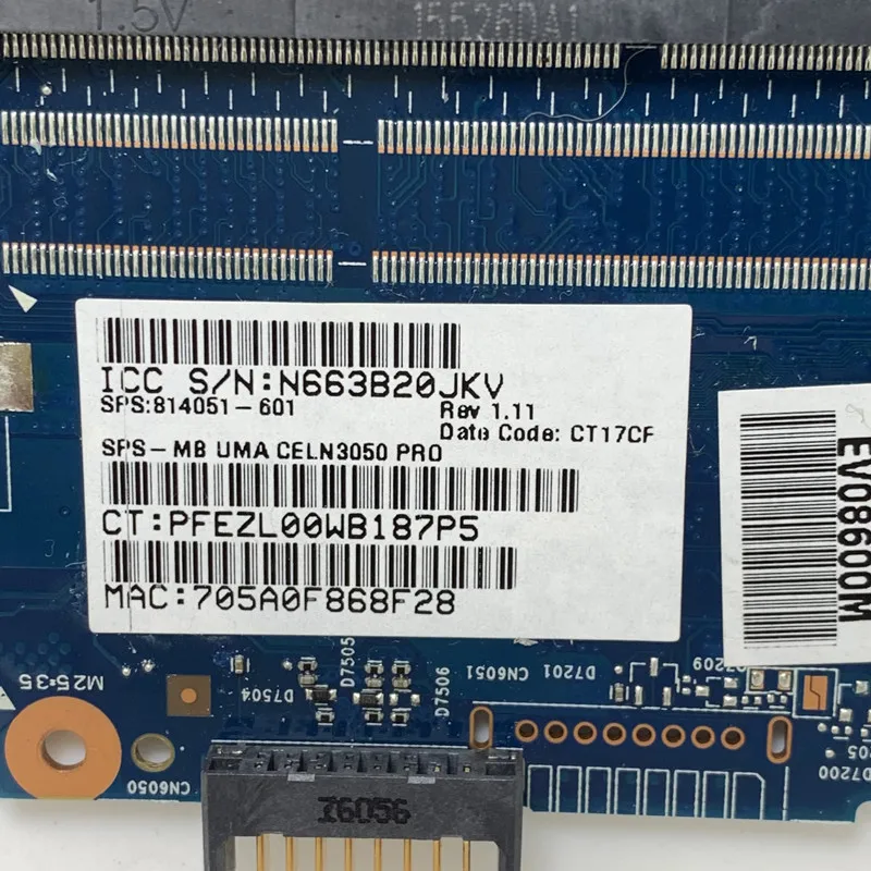 

For HP 14-AC 814051-001 814051-501 814051-601 With SR29H N3050 CPU Mainboard 6050A2730601-MB-A01 Laptop Motherboard 100% Tested