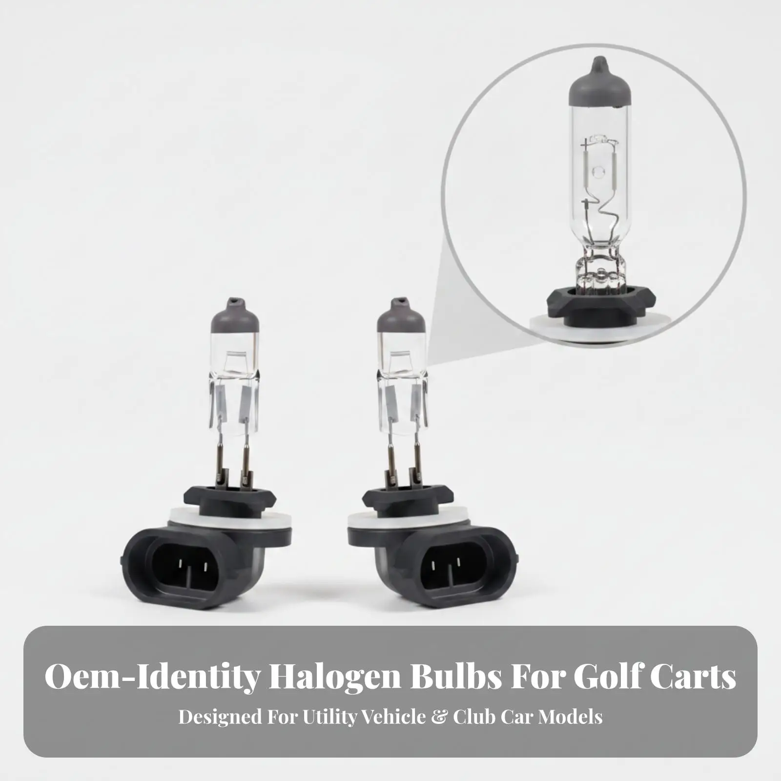 Utility Vehicle Headlight Bulb Halogen 12V Cylindrical Two Pin Design for Golf Carts