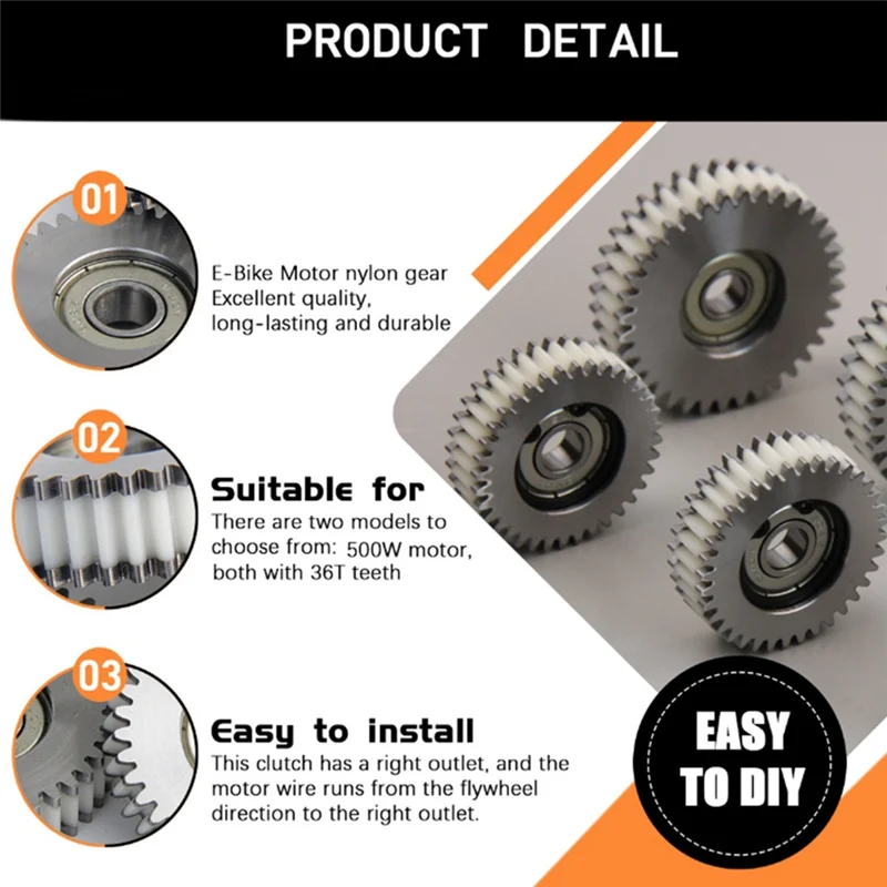 ABBK-3 шт. 36T шестерня с стопорным кольцом для двигателя 500 Вт для двигателя-концентратора Bafang Mxus, нейлоновая шестерня, износостойкие стальные аксессуары для шестерен