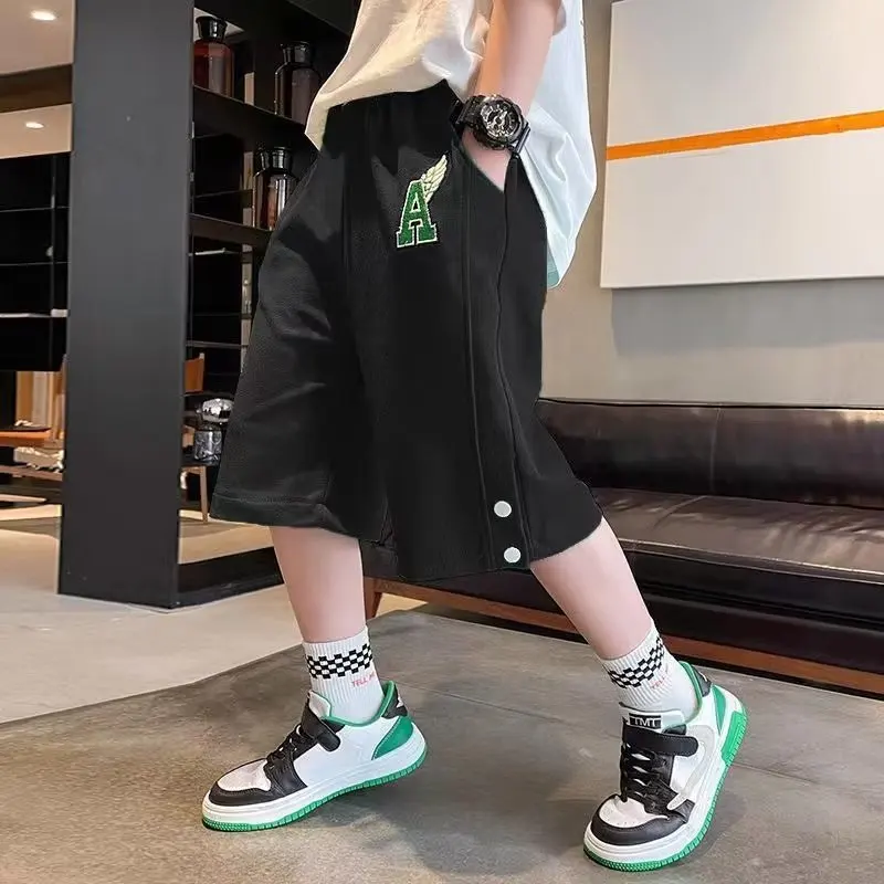 Summer Children's Slouchy Sports Pants Trend Harajuku Capris Simple Pants New Casual Day Style Men's Style