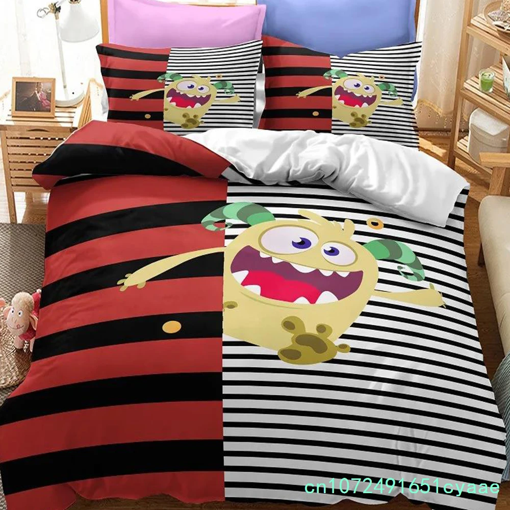 Big Eyed Monster Bedding Set Cute Cartoon 3D Print Comforter Luxury Queen King Single Duvet Cover Set Home Textile Decor Kids