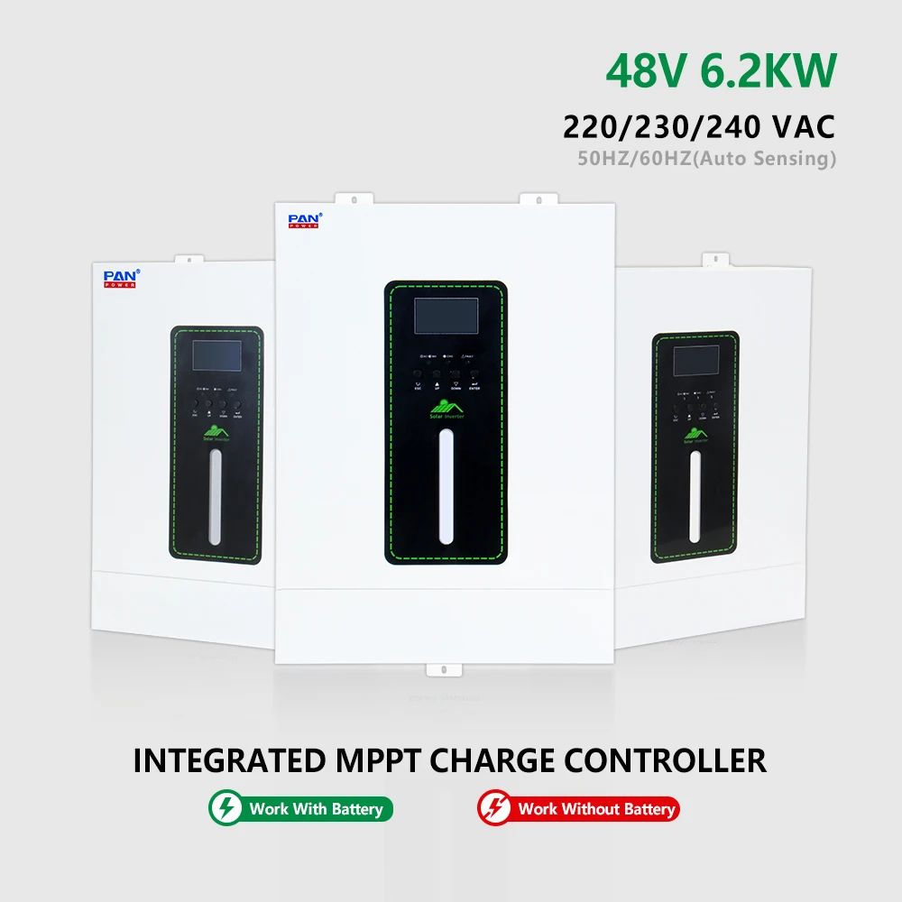 6.2KW Hybrid Solar Inverter Manufacturer Single Phase On Off Grid Inbuilt MPPT Pure Sine Wave Power Inverter With CT Function